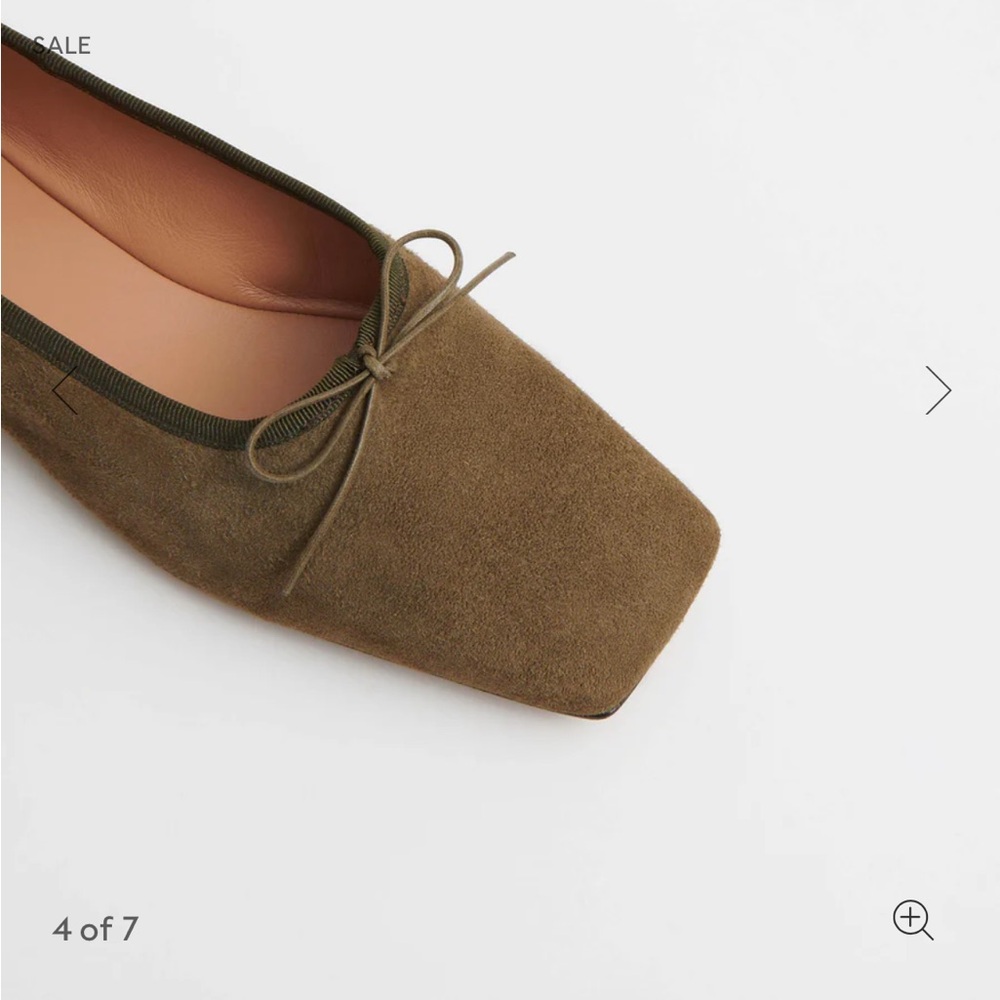 Mansur Gavriel Olive Suede Square Toe Ballerina — EU 36 New In Box - Picture 4 of 4